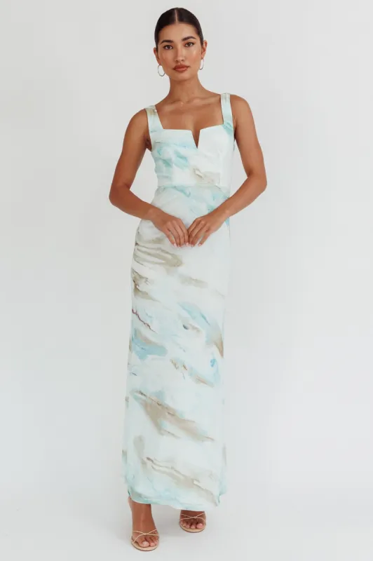 Jovelle Strappy Back Maxi Dress Marble Blue sold by Selfie Leslie