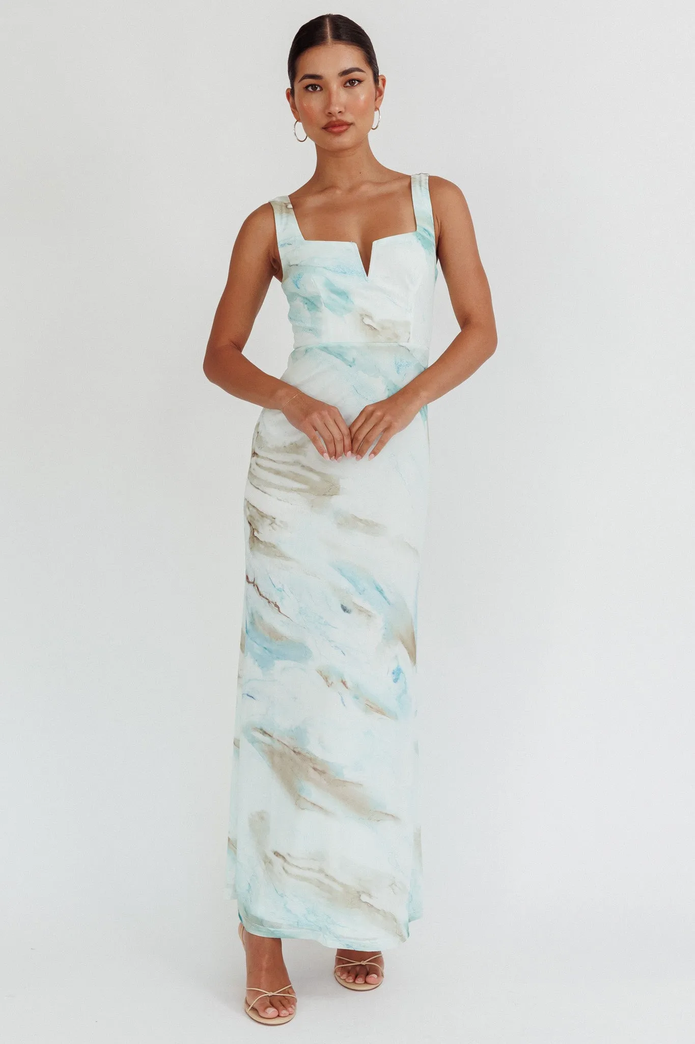 Jovelle Strappy Back Maxi Dress Marble Blue sold by Selfie Leslie
