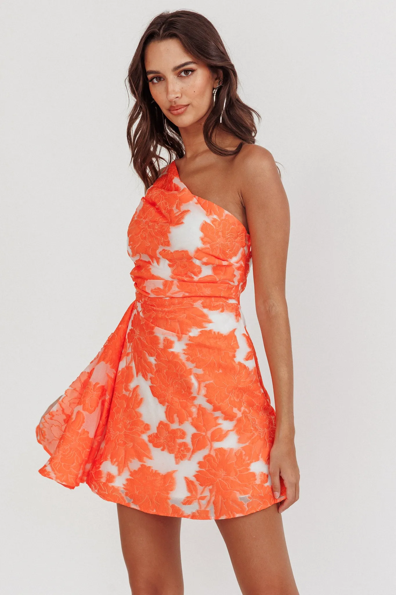 Inner Power One-Shoulder Mini Dress Orange sold by Selfie Leslie