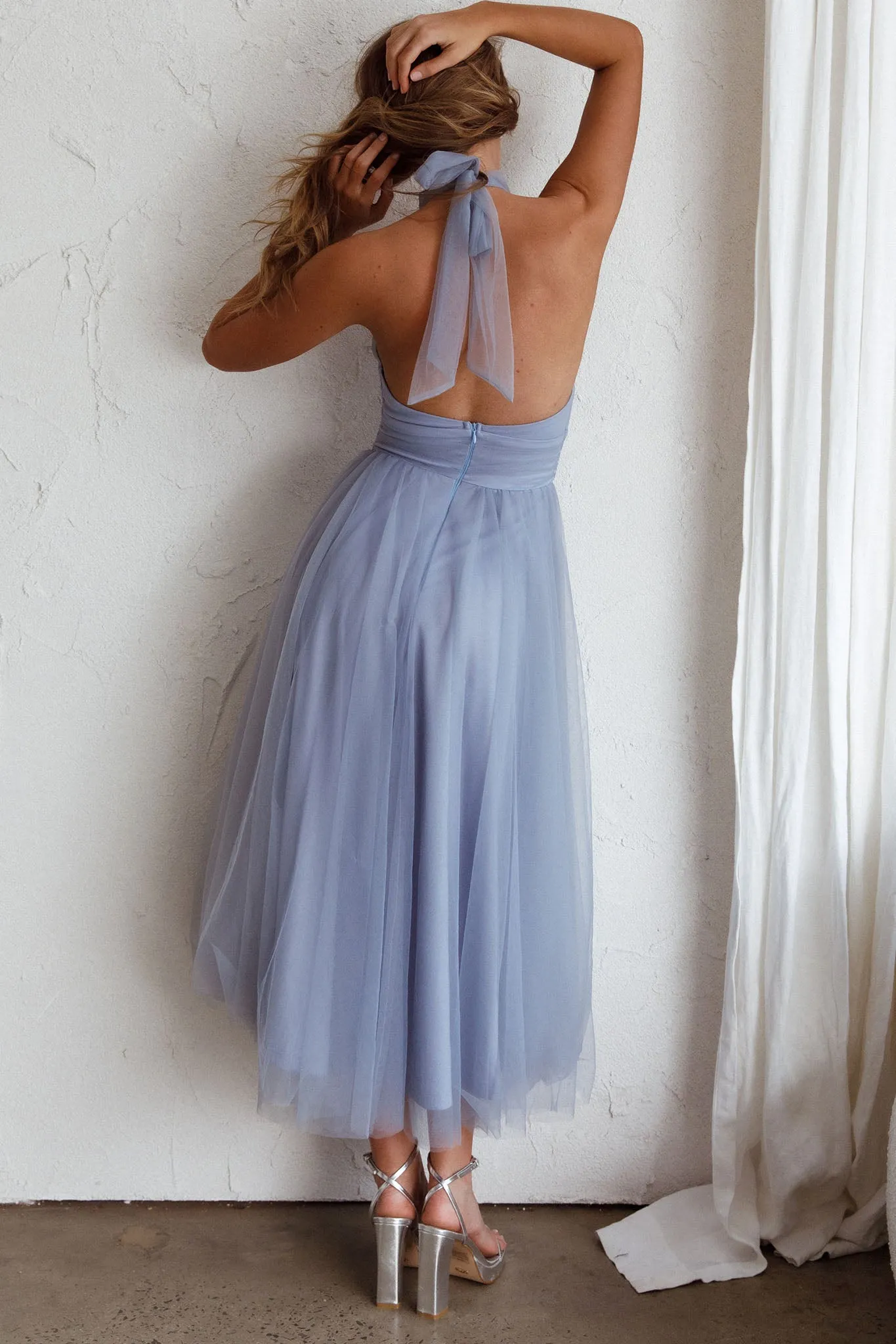 Andria Halterneck Tulle Midi Dress Blue sold by Selfie Leslie product image thumbnail 5