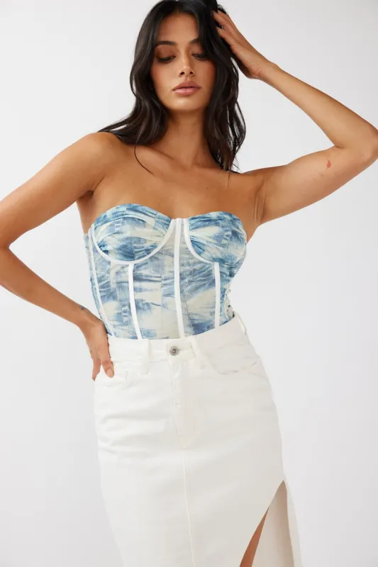 Glimmer Strapless Bustier Top Vintage Blue sold by Selfie Leslie