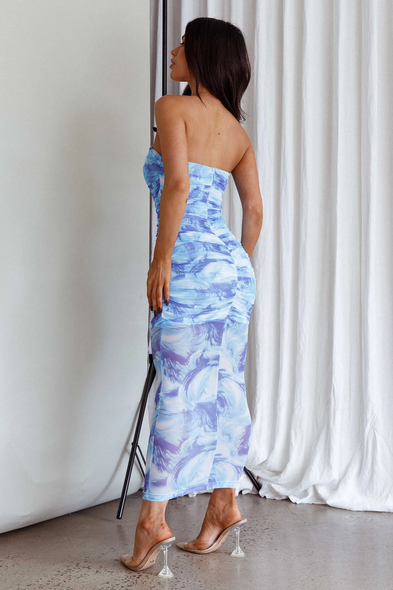 Logan Strapless Ruched Midi Dress Blue sold by Selfie Leslie product image thumbnail 2