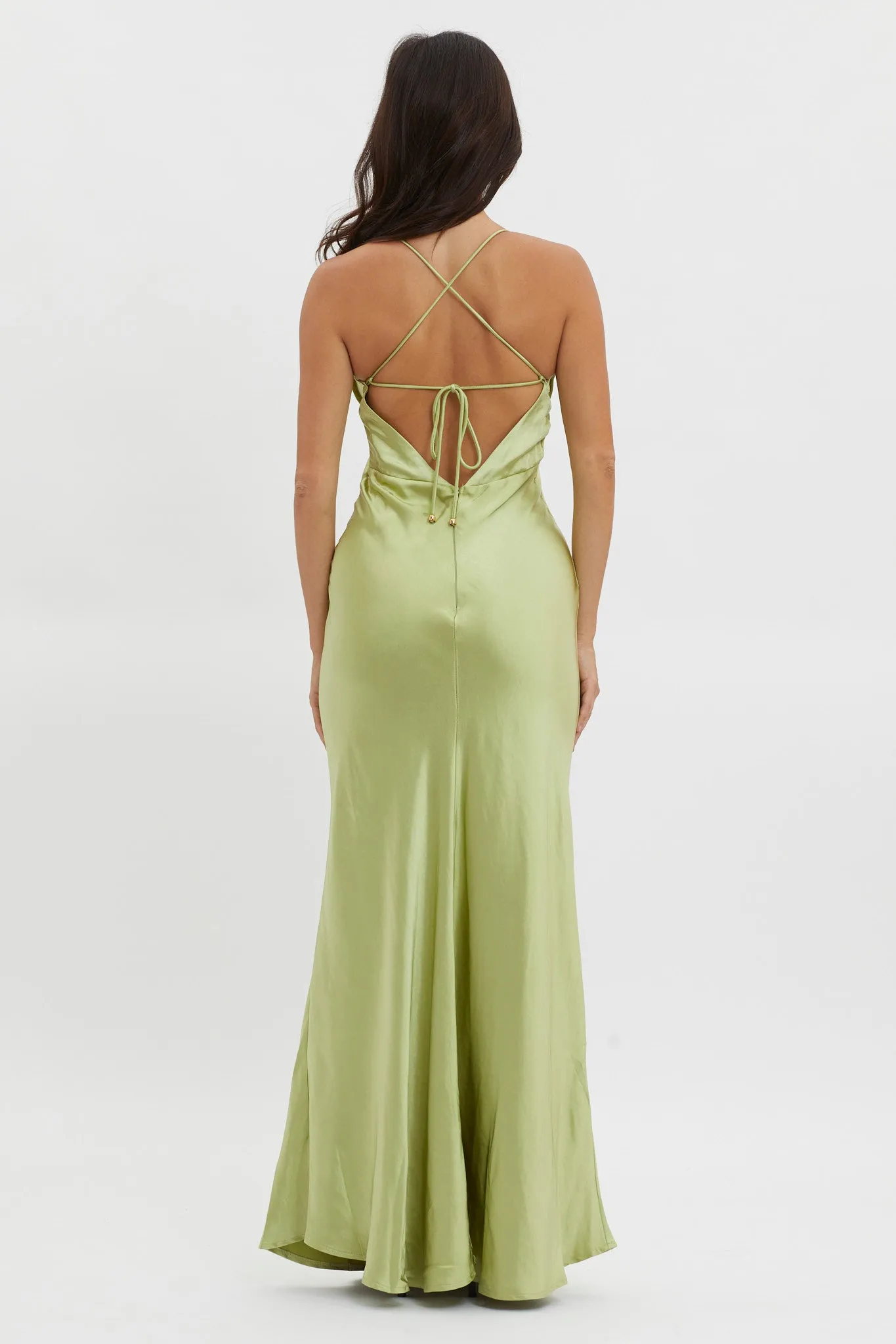 Alora Tie-Up Back Maxi Dress Olive sold by Selfie Leslie product image thumbnail 2