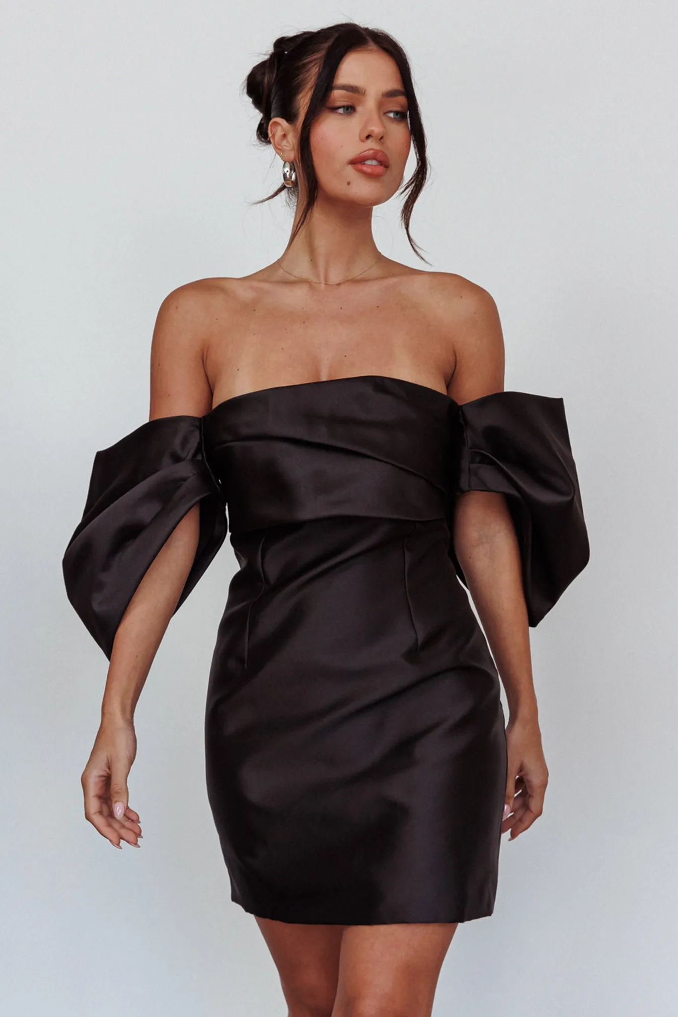 Magnolia Off-Shoulder Mini Dress Black sold by Selfie Leslie product image thumbnail 3