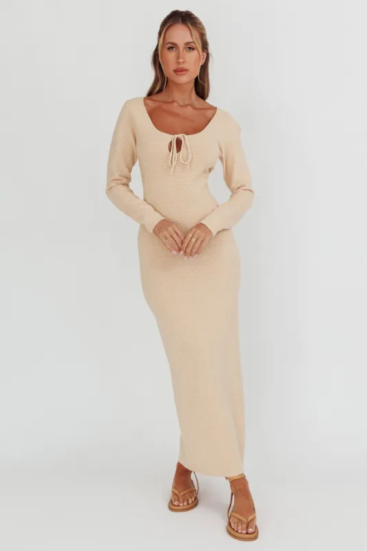 Merine Long Sleeve Knit Maxi Dress Sand sold by Selfie Leslie
