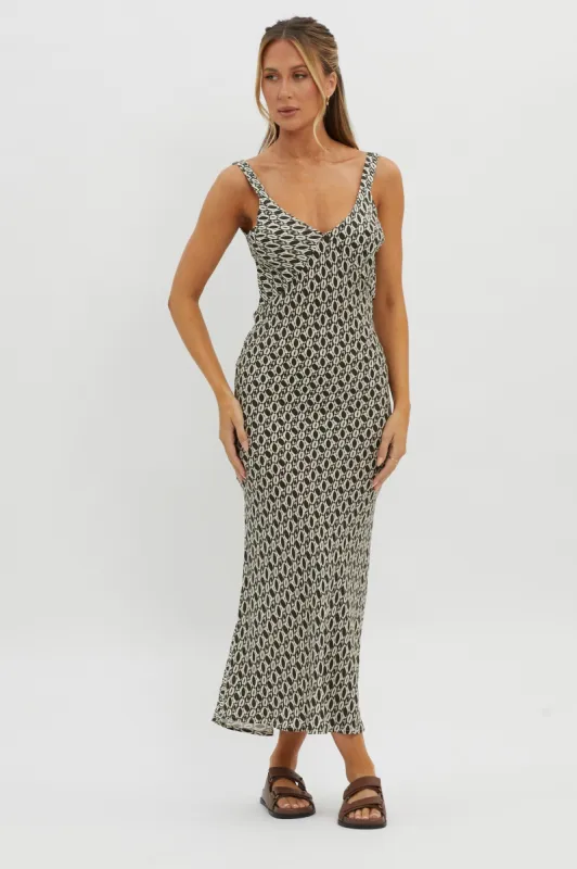 Avenue Thick Strap Midi Dress Print Solna sold by Selfie Leslie