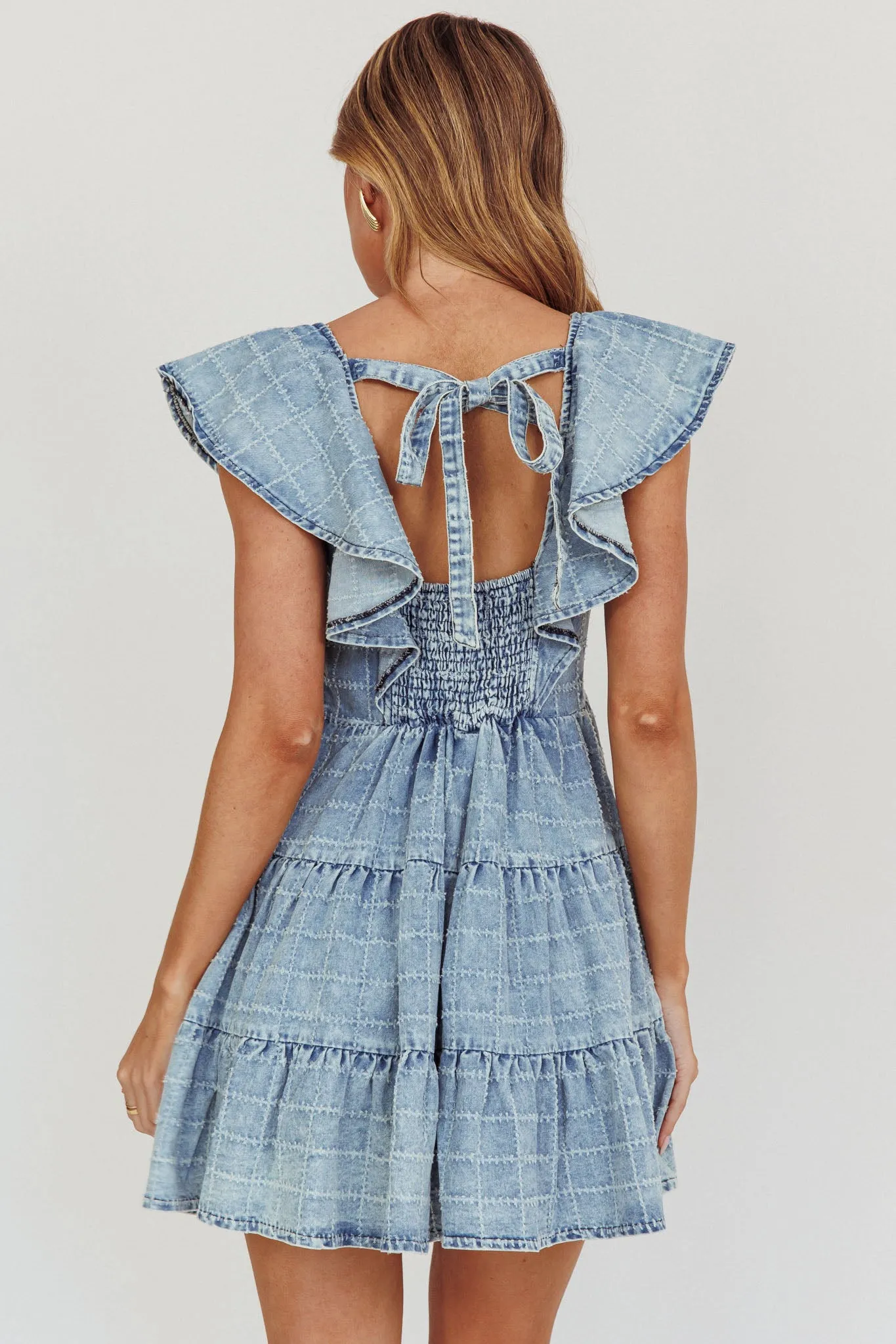 Daffodil Ruffle A-Line Mini Dress Light Blue sold by Selfie Leslie product image thumbnail 2