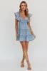 Daffodil Ruffle A-Line Mini Dress Light Blue sold by Selfie Leslie