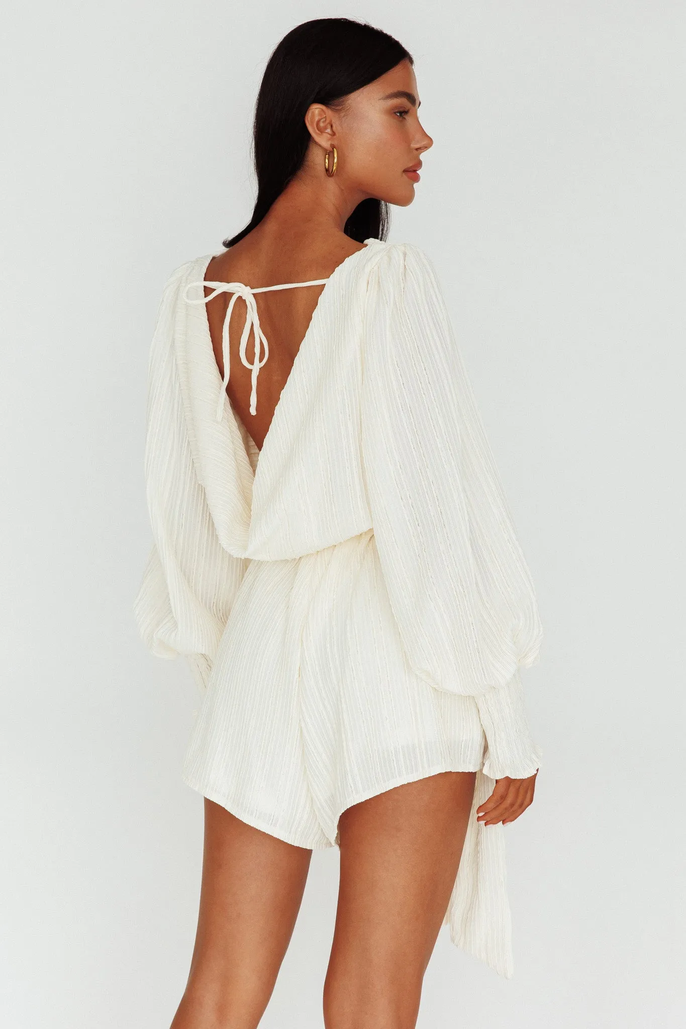 Summer Lover Long Sleeve Romper Cream sold by Selfie Leslie
