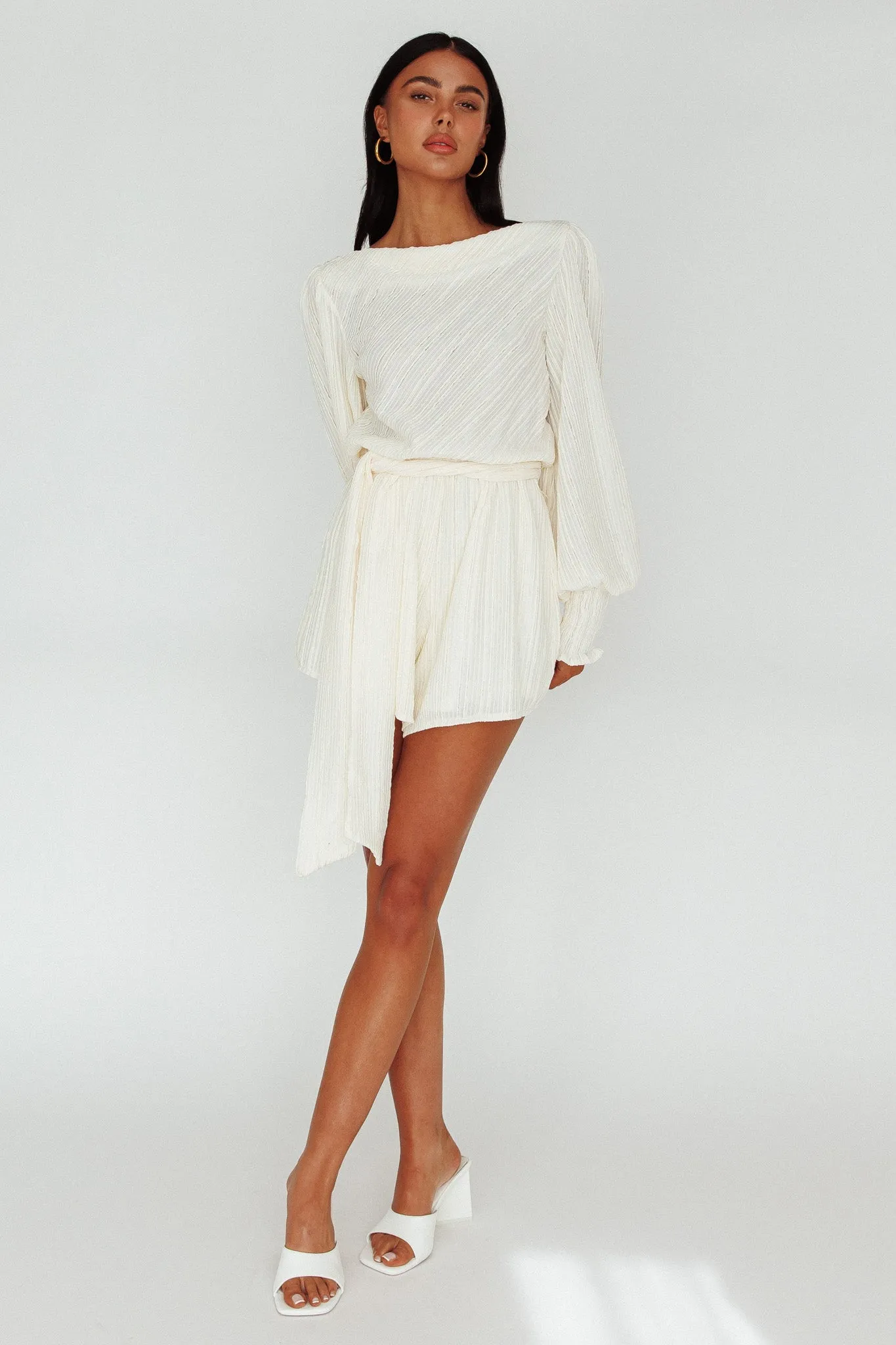 Summer Lover Long Sleeve Romper Cream sold by Selfie Leslie product image thumbnail 3