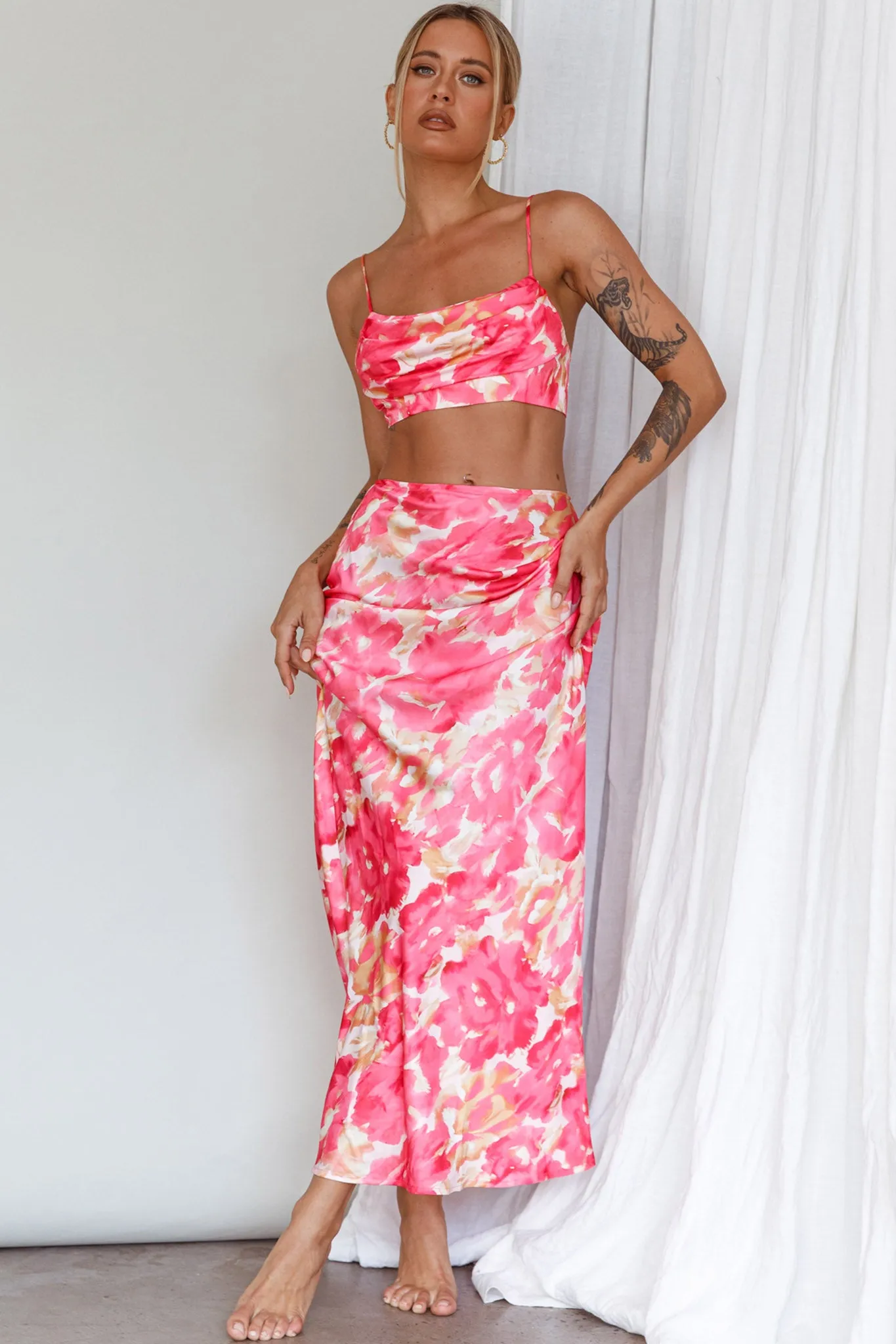 Well Versed Maxi Skirt Abstract Pink sold by Selfie Leslie