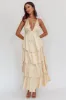 Auguste Tiered Frill Strappy Back Dress Butter sold by Selfie Leslie