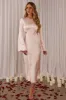 Doting Bell Sleeve Cut-Out Midi Dress Blush sold by Selfie Leslie