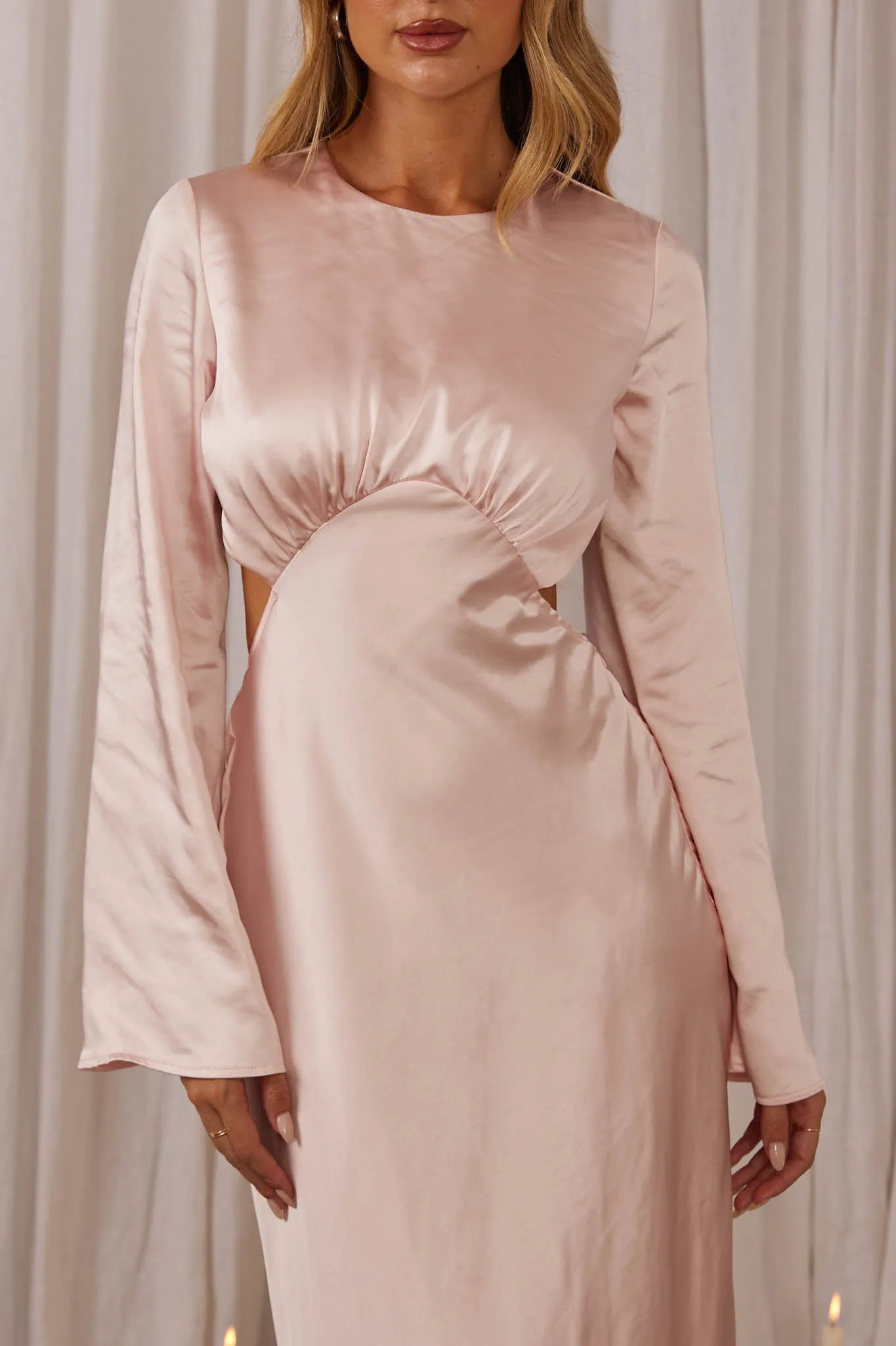 Doting Bell Sleeve Cut-Out Midi Dress Blush sold by Selfie Leslie product image thumbnail 4