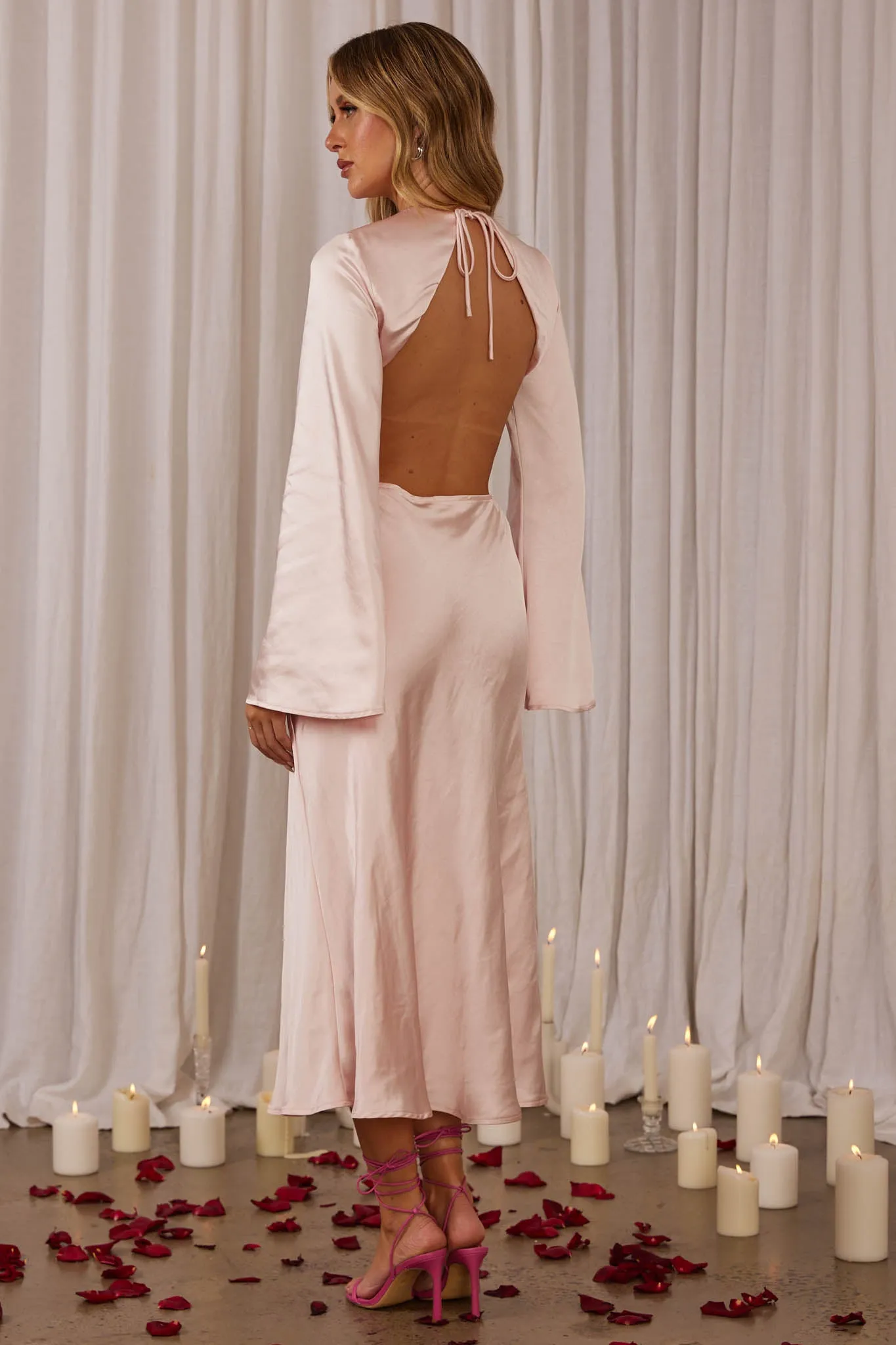 Doting Bell Sleeve Cut-Out Midi Dress Blush sold by Selfie Leslie product image thumbnail 3