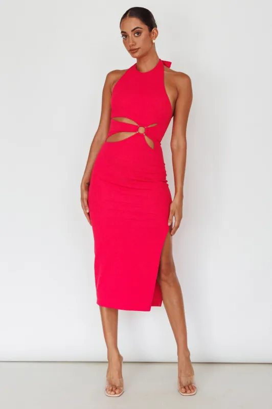 Crystal Skies Cut-Out Feature Midi Dress Fuchsia sold by Selfie Leslie