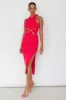 Crystal Skies Cut-Out Feature Midi Dress Fuchsia sold by Selfie Leslie