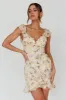 Make Memories Frill Strap Mini Dress Floral Yellow sold by Selfie Leslie