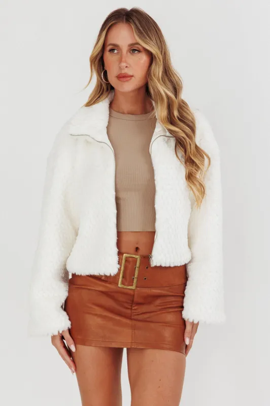 Margeaux Faux Fur Jacket White sold by Selfie Leslie