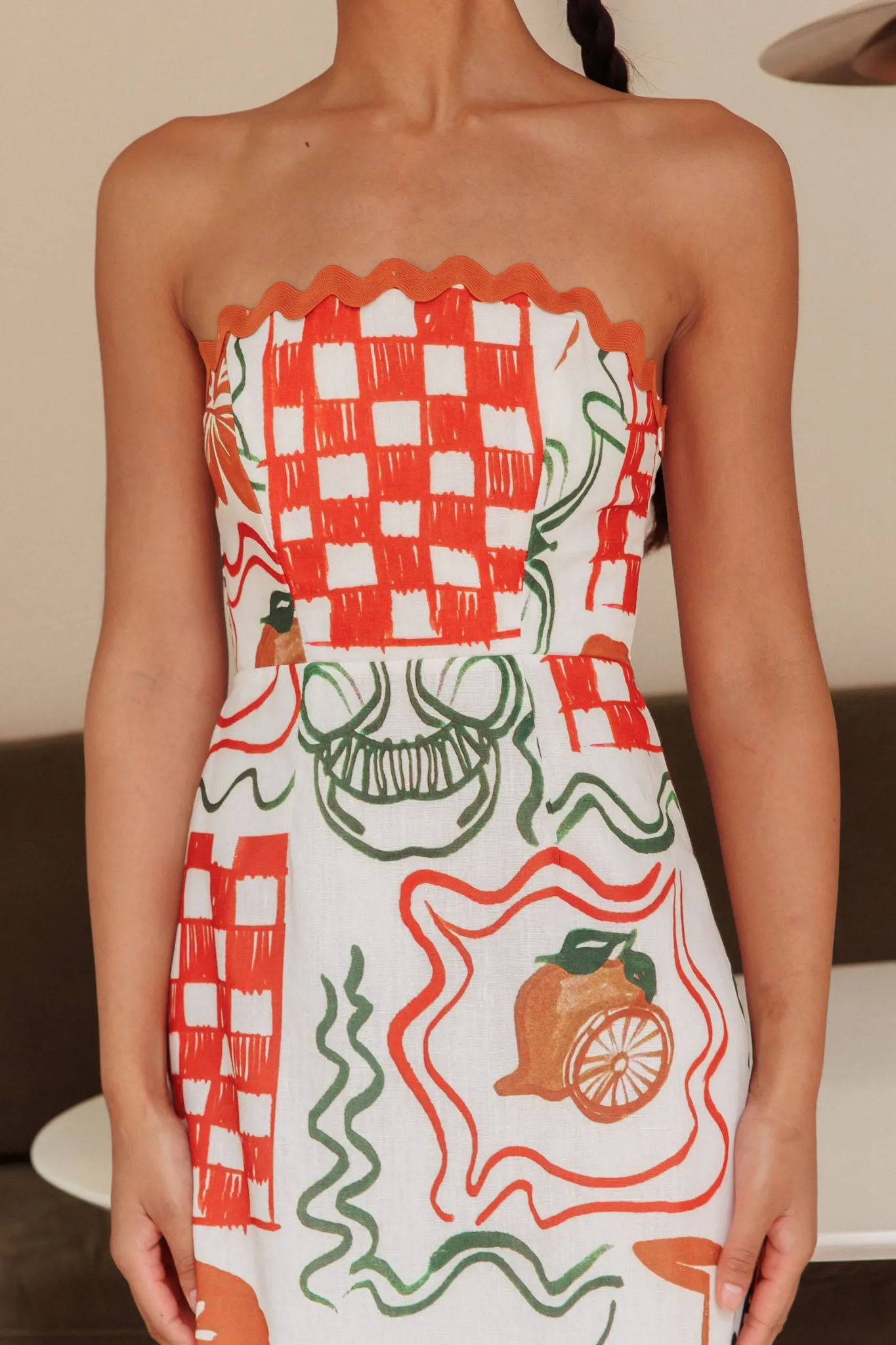 Cypress Ric Rac Trim Strapless Dress Orange sold by Selfie Leslie product image thumbnail 4