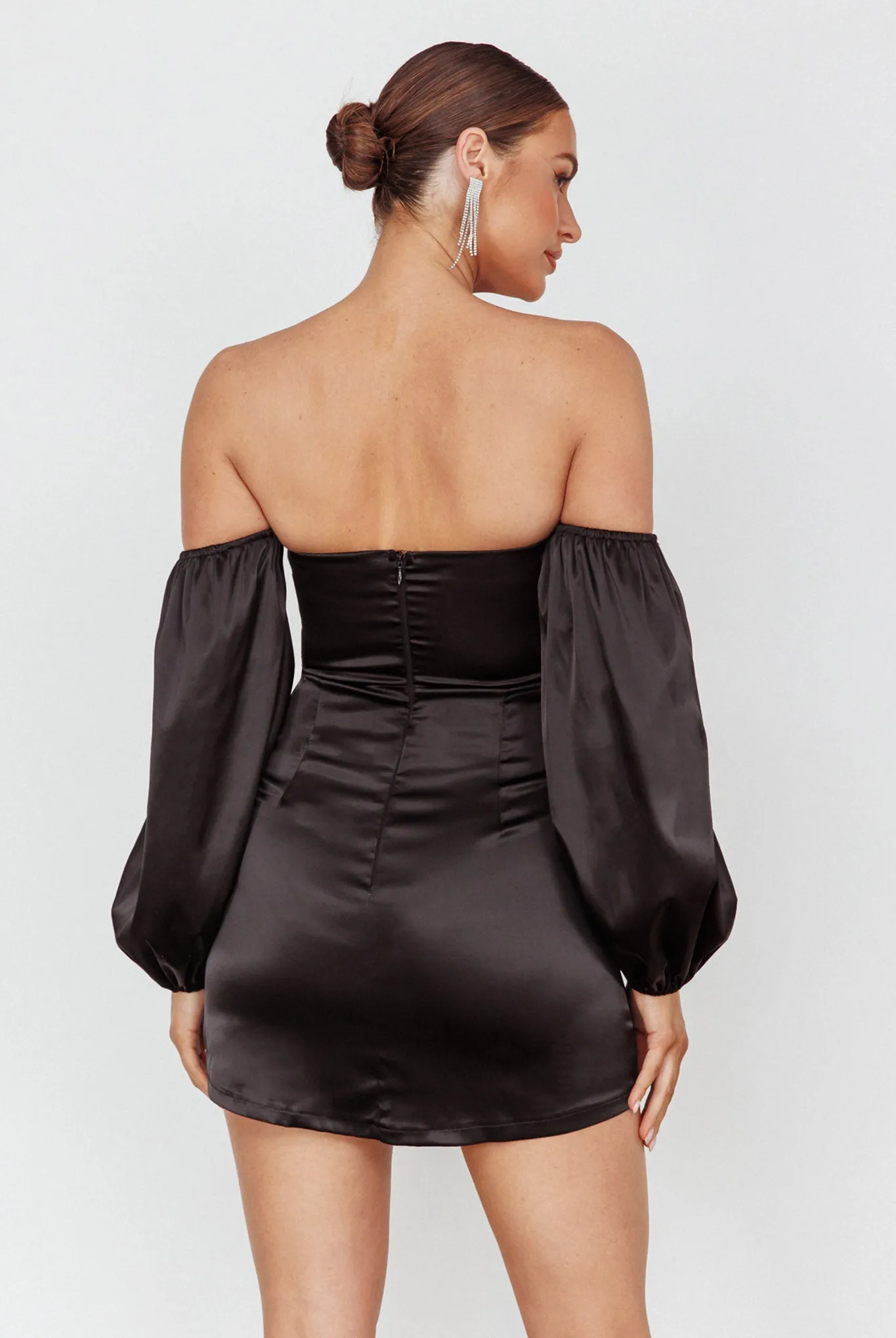 Lilly Off-Shoulder Bow Mini Dress Black sold by Selfie Leslie product image thumbnail 2