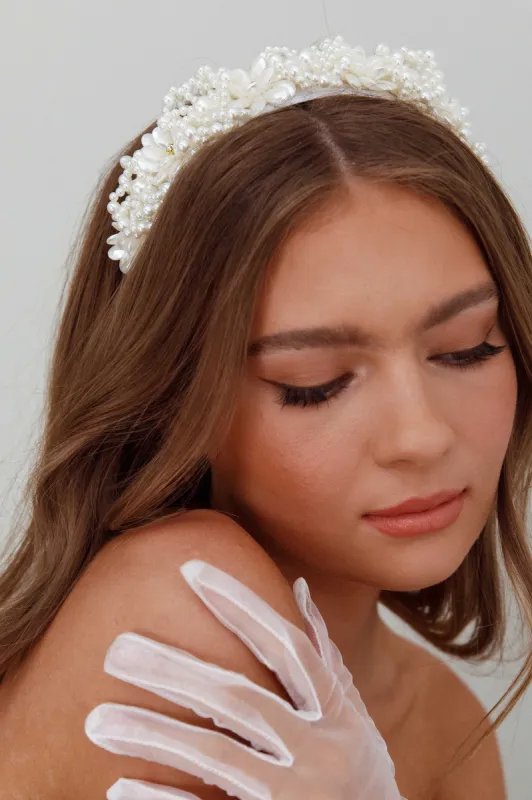 Floral Pearl Wide Headband White sold by Selfie Leslie