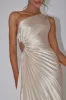 Brooklynn One-Shoulder Accordion Pleat Dress Champagne sold by Selfie Leslie