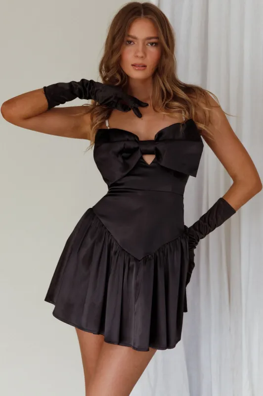 Spring Dance Flounce Hem Bow Dress Black sold by Selfie Leslie