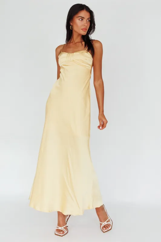 Siva Gathered Bust Midi Dress Yellow sold by Selfie Leslie
