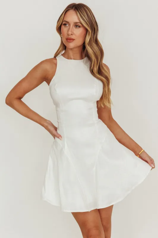 Dazzling Light Bow Mini Dress White sold by Selfie Leslie