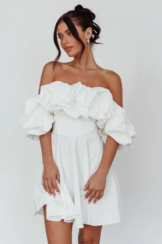 Kailynn Off-Shoulder A-Line Mini Dress White sold by Selfie Leslie
