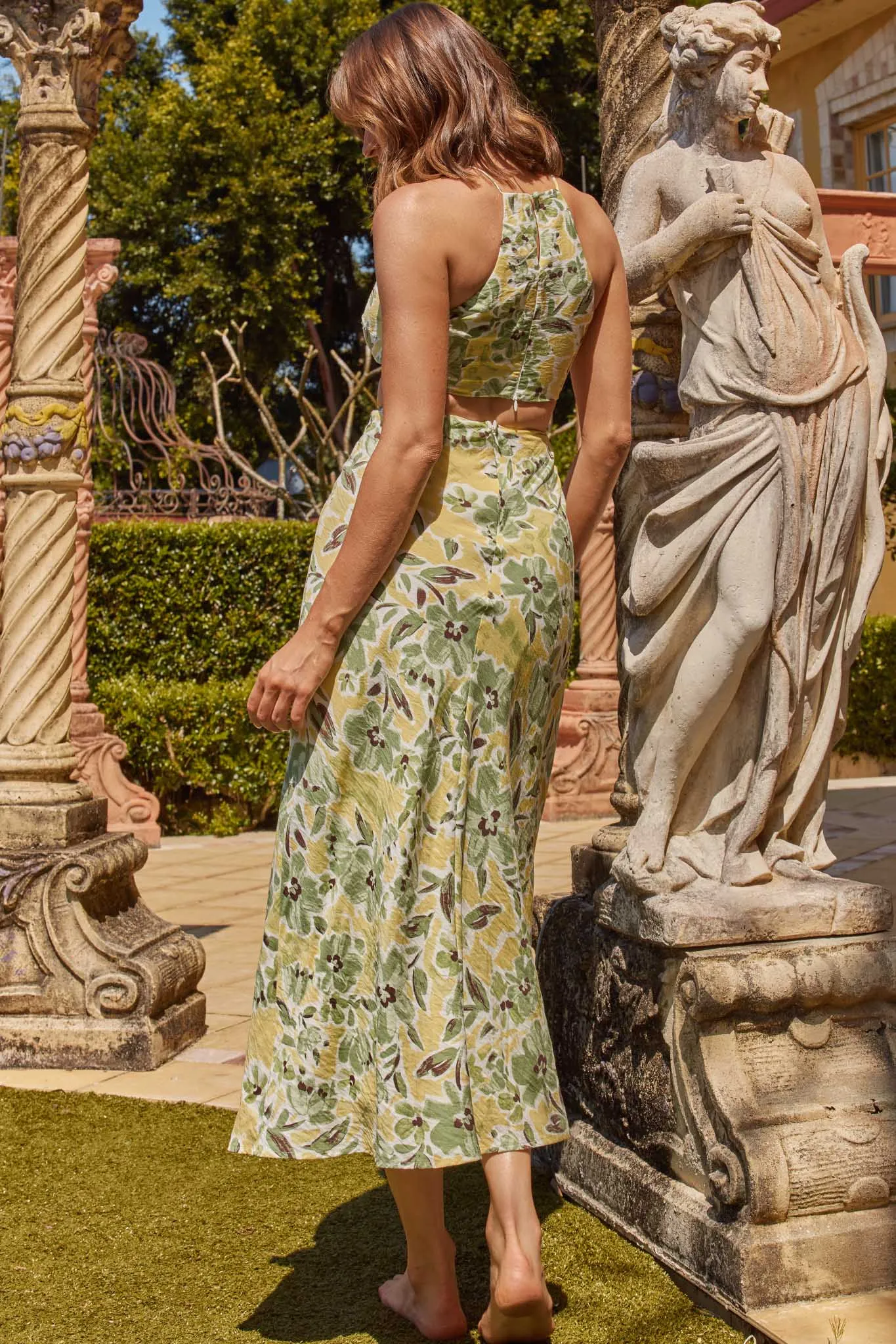 Utopia Cut-Out Waist Midi Dress Green/Yellow sold by Selfie Leslie product image thumbnail 2
