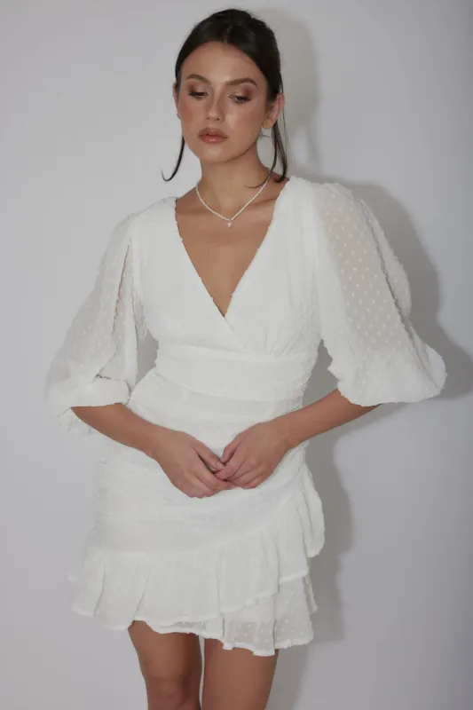 Wild Honey Hail Spot Mini Dress White sold by Selfie Leslie