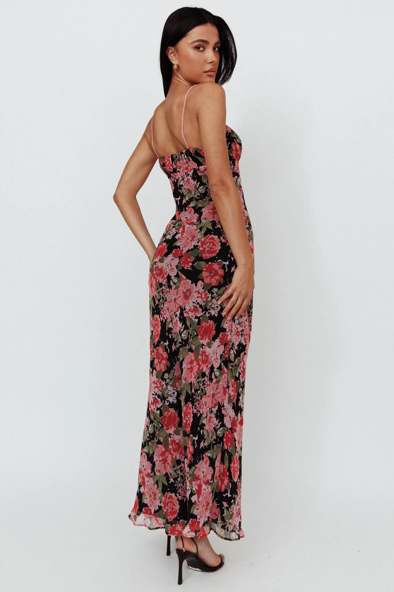 Essence String Tie Bust Maxi Dress Floral Black sold by Selfie Leslie product image thumbnail 2