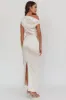 Tova Draped One-Shoulder Maxi Dress Champagne sold by Selfie Leslie