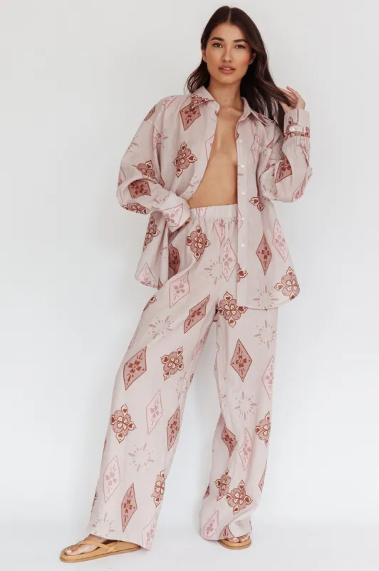 Alex Motif Elastic Wide Leg Pants Mocha sold by Selfie Leslie