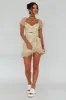 Linka Drawstring Detail Frill Dress Floral Beige sold by Selfie Leslie