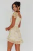 Linka Drawstring Detail Frill Dress Floral Beige sold by Selfie Leslie