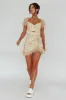 Linka Drawstring Detail Frill Dress Floral Beige sold by Selfie Leslie
