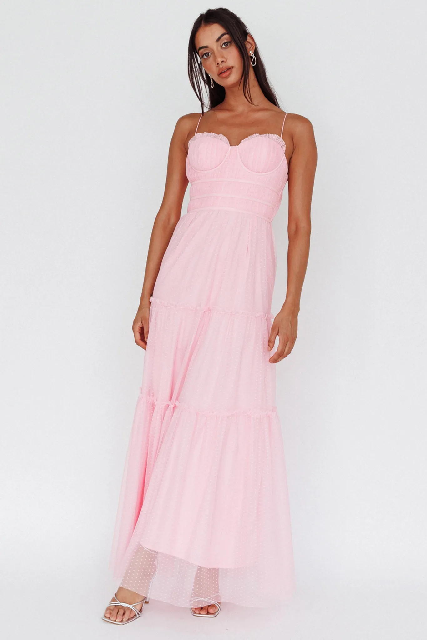 Calla Sweetheart Neckline Hail Spot Midi Dress Pink sold by Selfie Leslie