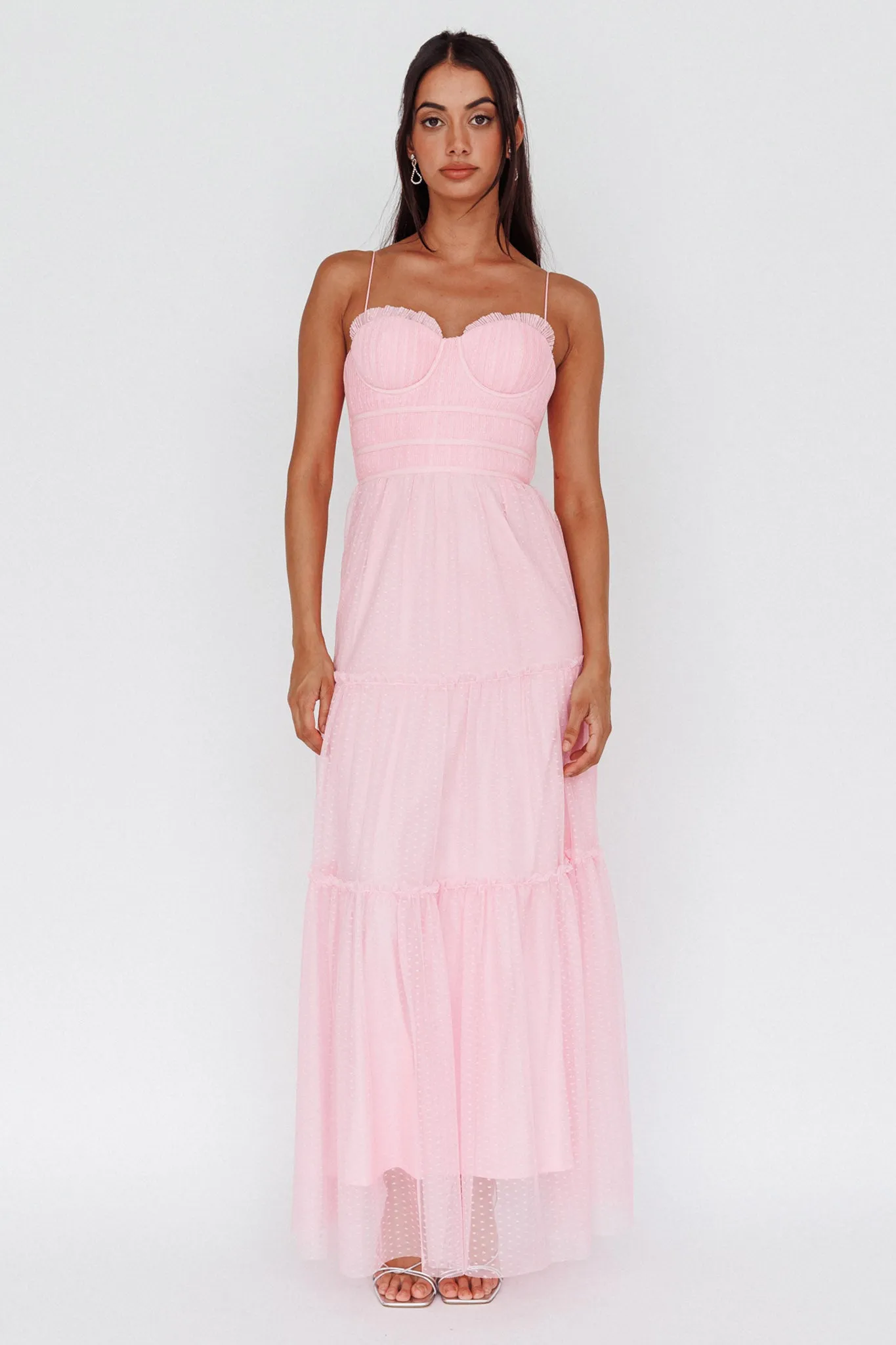 Calla Sweetheart Neckline Hail Spot Midi Dress Pink sold by Selfie Leslie product image thumbnail 5