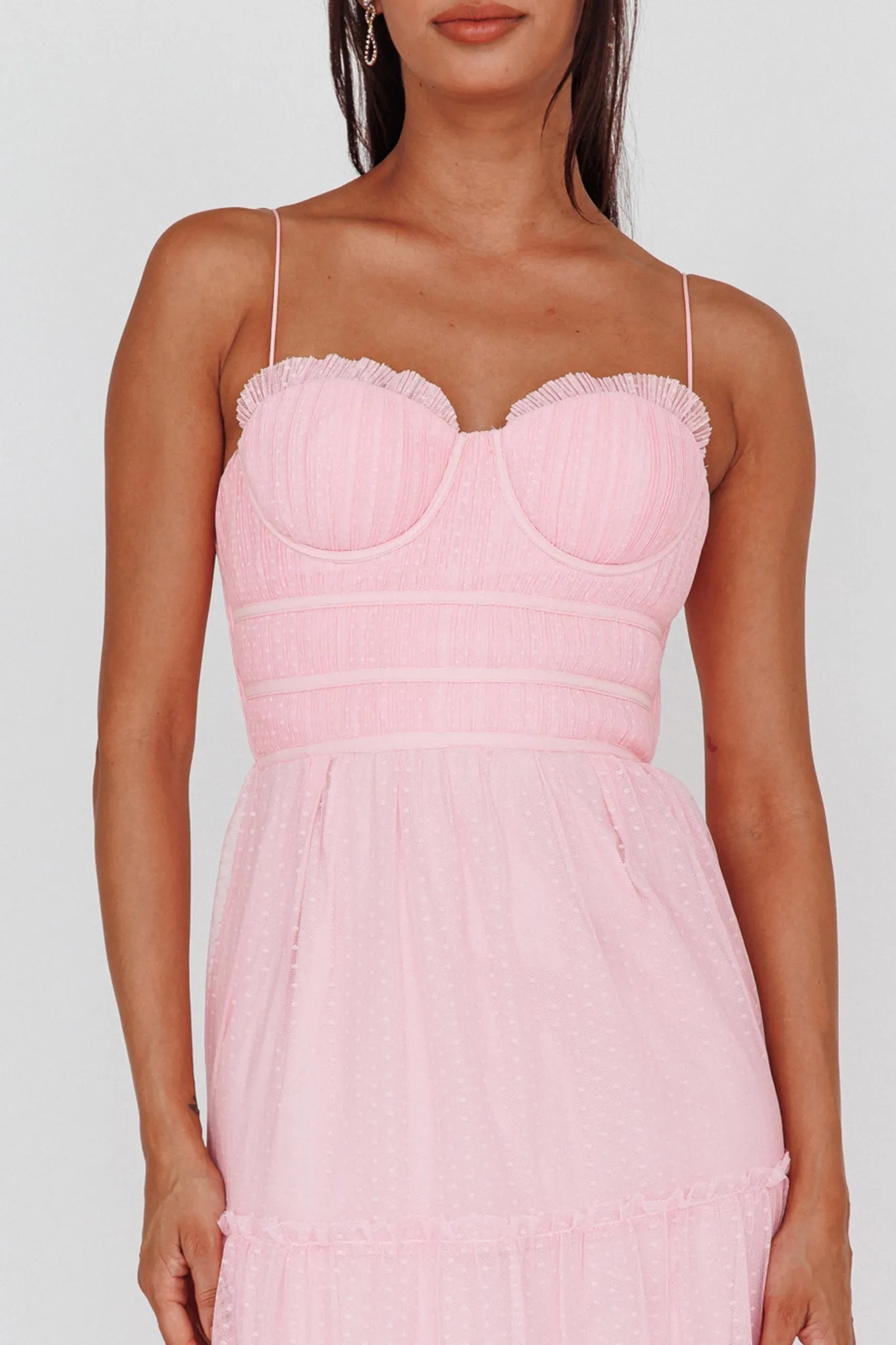 Calla Sweetheart Neckline Hail Spot Midi Dress Pink sold by Selfie Leslie product image thumbnail 4