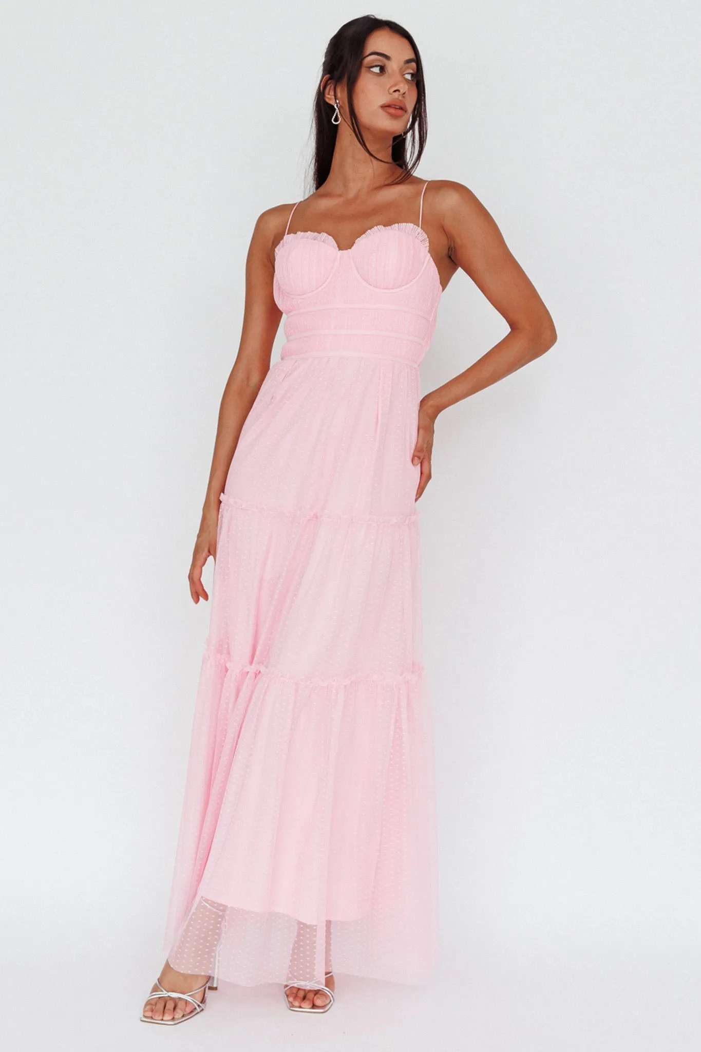 Calla Sweetheart Neckline Hail Spot Midi Dress Pink sold by Selfie Leslie product image thumbnail 3