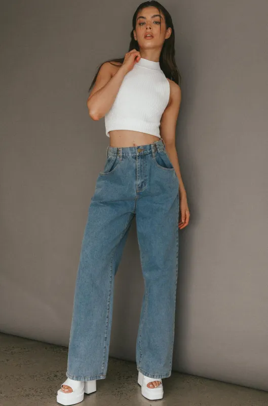 No Coincidence Wide Leg Jeans Denim Blue sold by Selfie Leslie