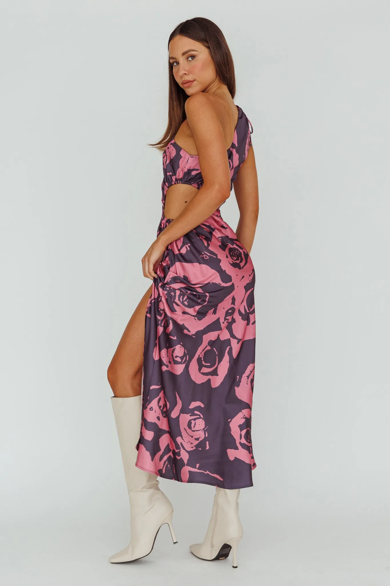 Charisma One-Shoulder Cut-Out Maxi Dress Floral Purple sold by Selfie Leslie product image thumbnail 2