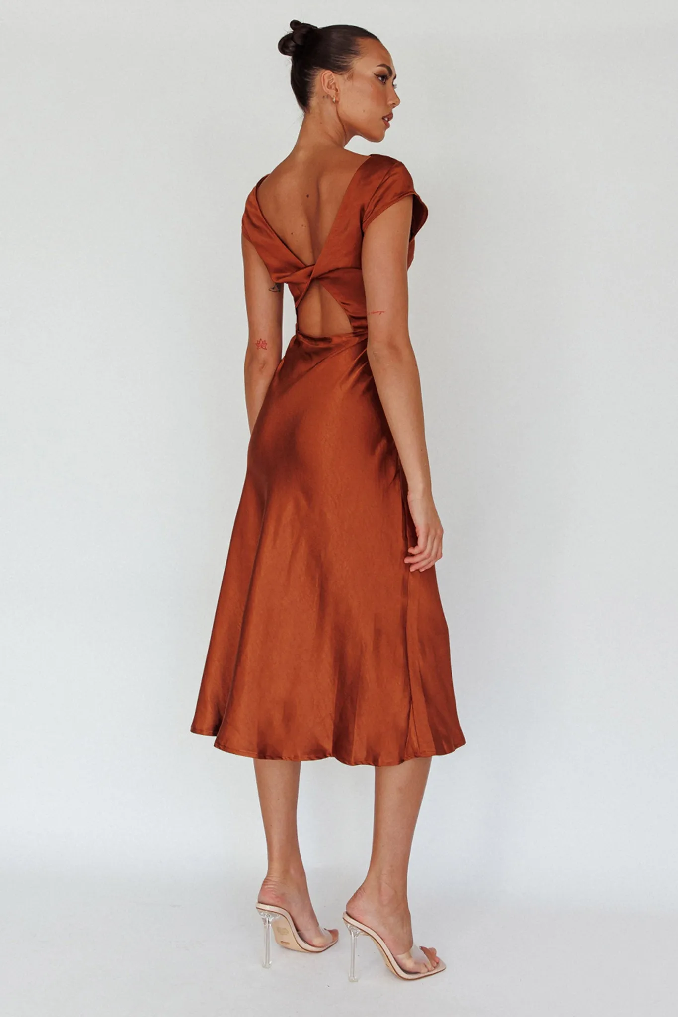 Lucinda Twist Back Midi Dress Brown sold by Selfie Leslie product image thumbnail 2