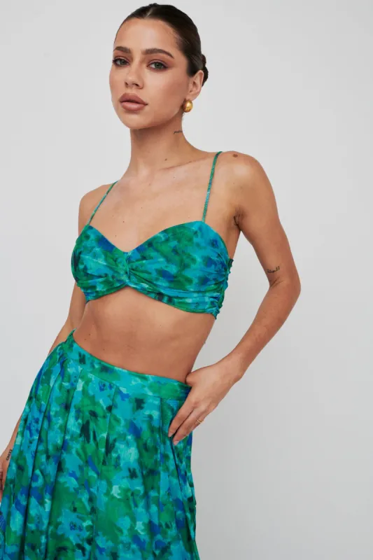 Tammi Tied Back Crop Top Floral Green sold by Selfie Leslie