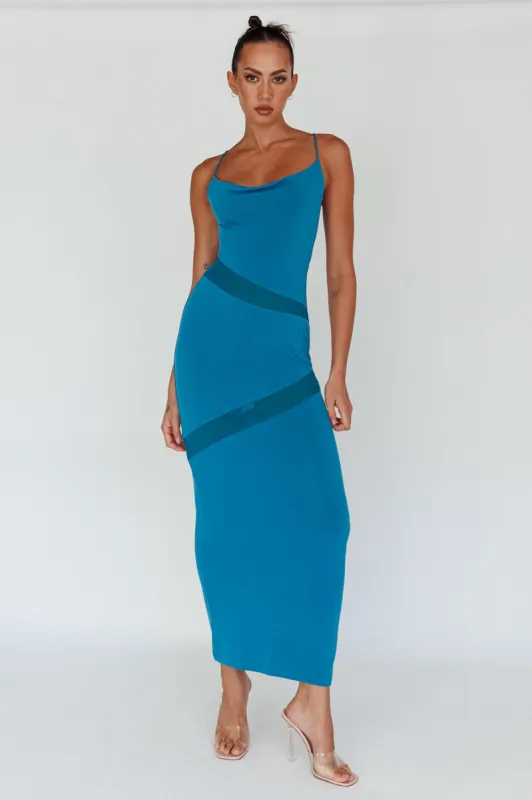 Sun Kissed Cowl Tied Back Maxi Dress Teal sold by Selfie Leslie