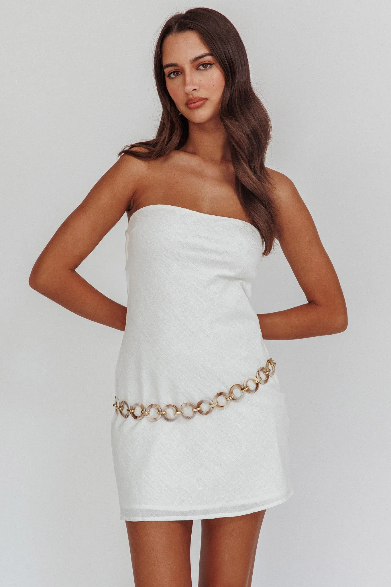 Sorbet Strapless Mini Dress White sold by Selfie Leslie