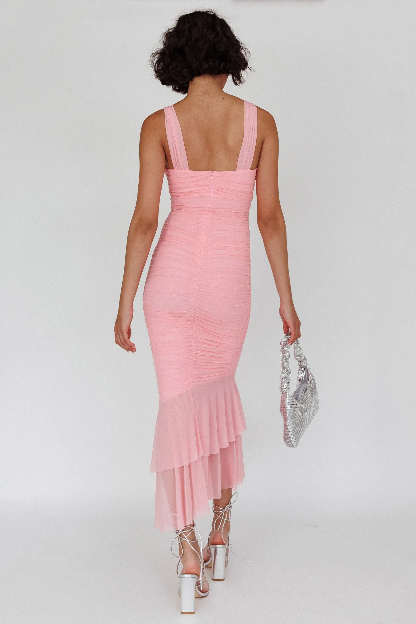 Nadia Ruched Fishtail Maxi Dress Blush sold by Selfie Leslie product image thumbnail 2